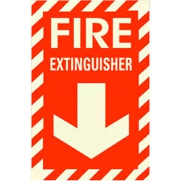 American Permalight Photoluminescent Fire Extinguisher Rigid PVC Sign, Non-Adhesive 600060